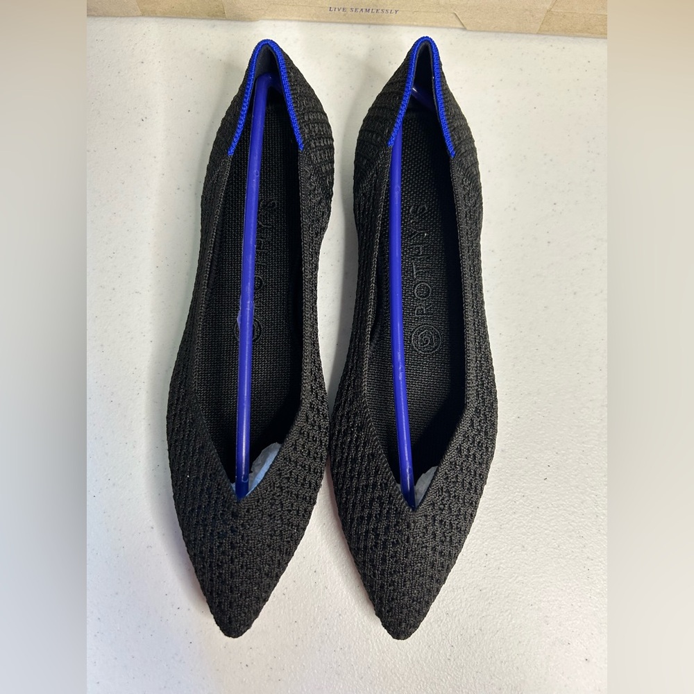 Rothy’s The Point Black Honeycomb Knit Flats Washable Shoes Size 8.5